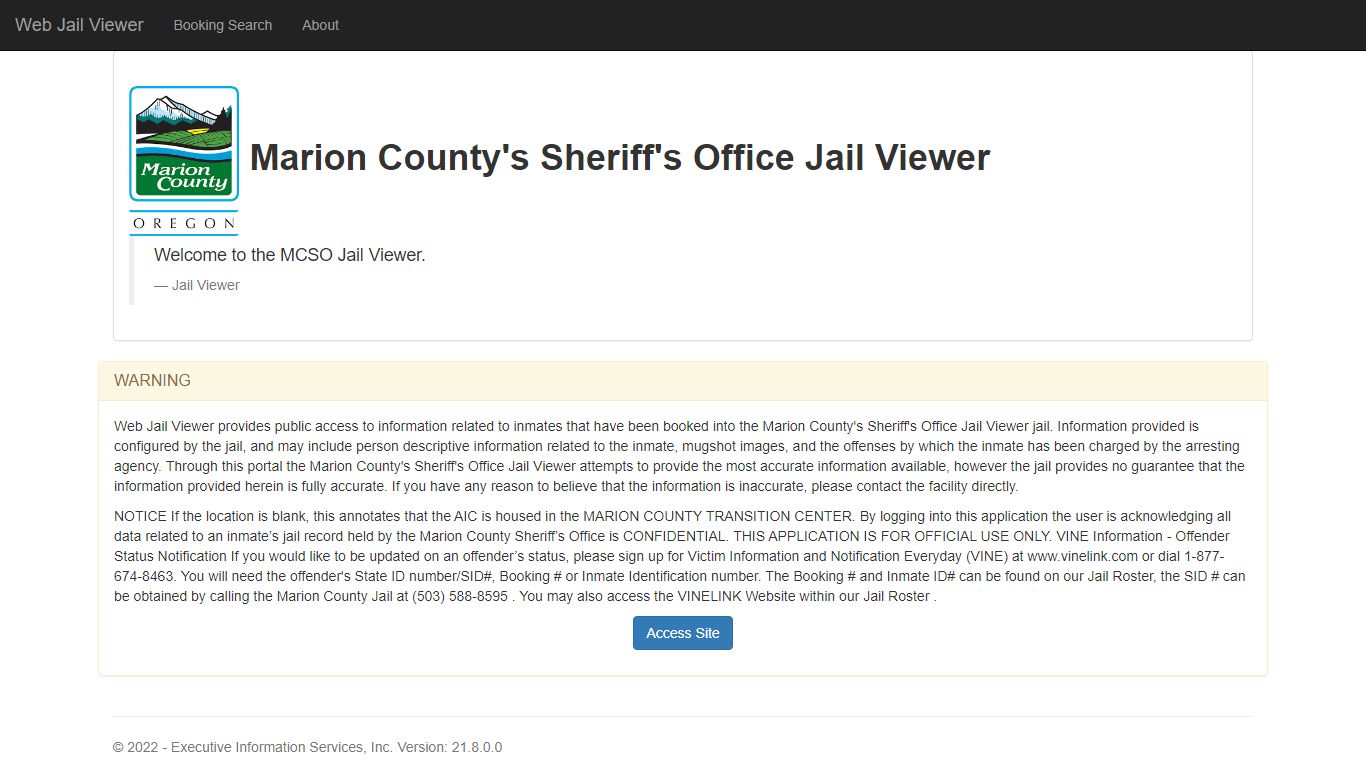 Home Page - Web Jail Viewer - Marion County, Oregon